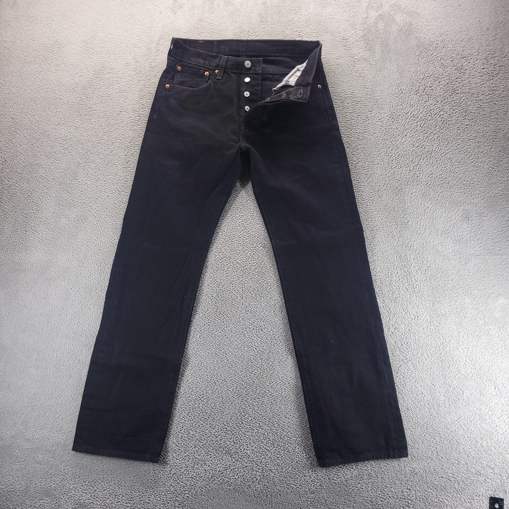 Levis 501 Jeans Mens 30x32 Black Regular Straight Button Fly Minimalist Edgy